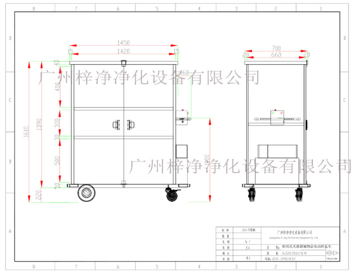 密閉式滅菌器械物品電動轉運車方案設計示意圖 密閉式滅菌器械物品電動轉運車方案設計示意圖
